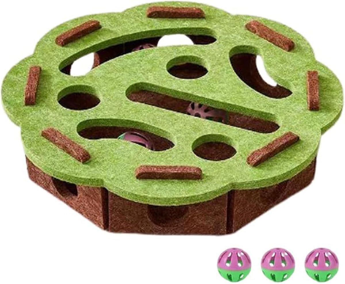 Interactive Cat Puzzle Toy with Scratch Track