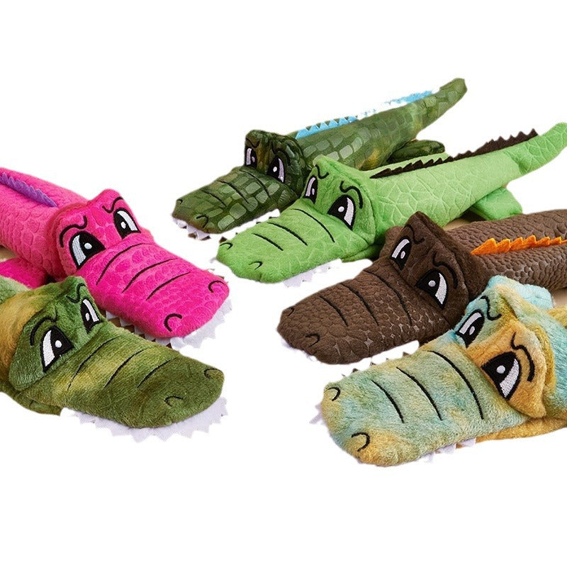 Interactive Crocodile Dog Toy | Plush Squeaky Crinkle Chew Toy for Puppies Small Medium Large Dogs