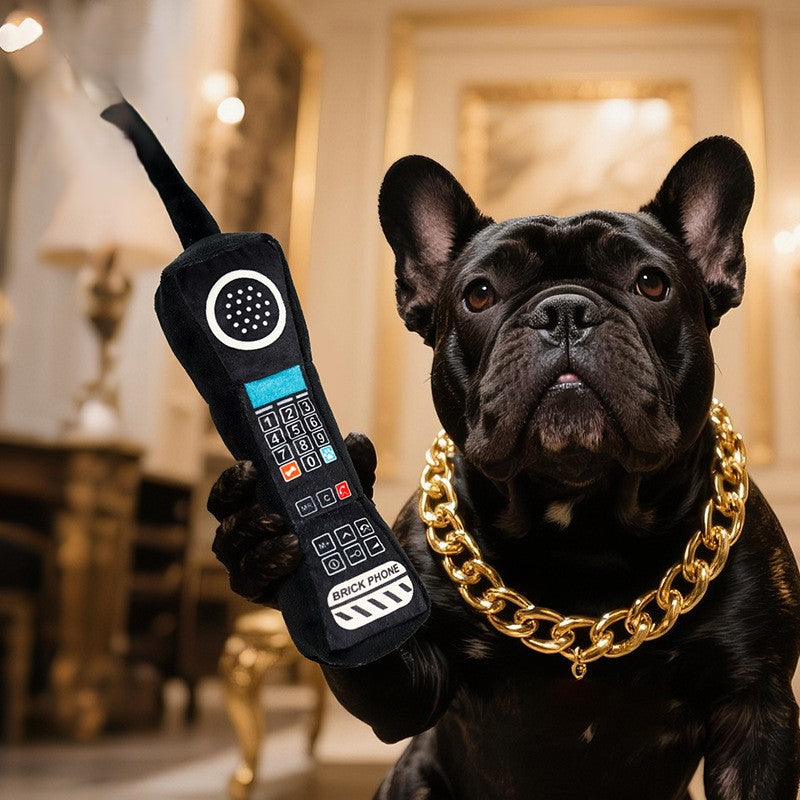 Retro Brick Phone Plush Dog Toy with Squeaker – Funny Interactive Chew Toy