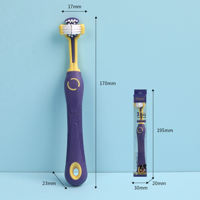 Three-Sided Pet Toothbrush for Dogs and Cats