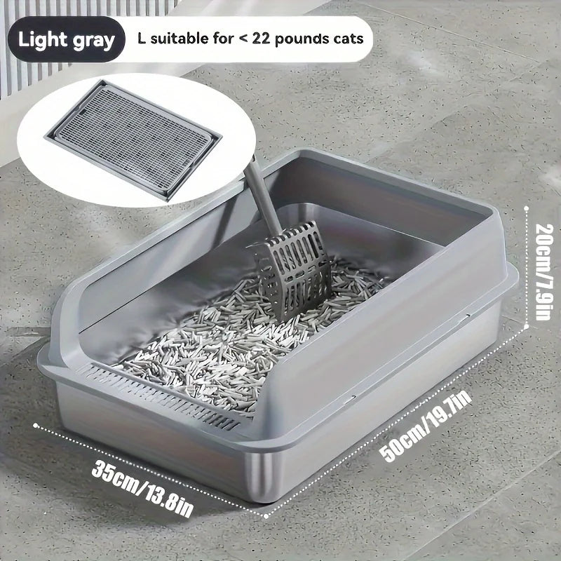 KEMORELA Stainless Steel Cat Litter Box with Lid | Enclosed High-Sided