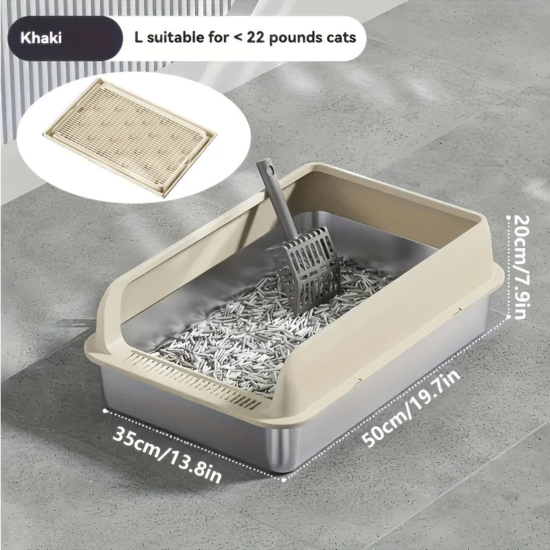 KEMORELA Stainless Steel Cat Litter Box with Lid | Enclosed High-Sided